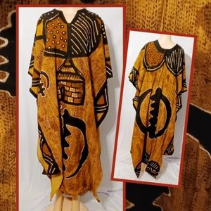 Vintage Mudcloth Grand Bubu Mudcloth poncho Rare